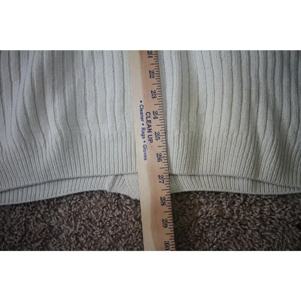 John Blair Cable Knit Cardigan Sweater XL Cream Vintage-Inspired